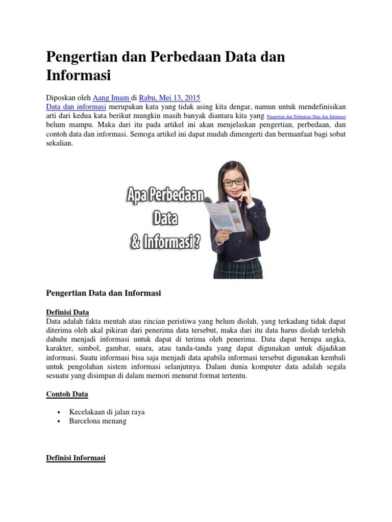 Pengertian Dan Perbedaan Data Dan Informasi | PDF