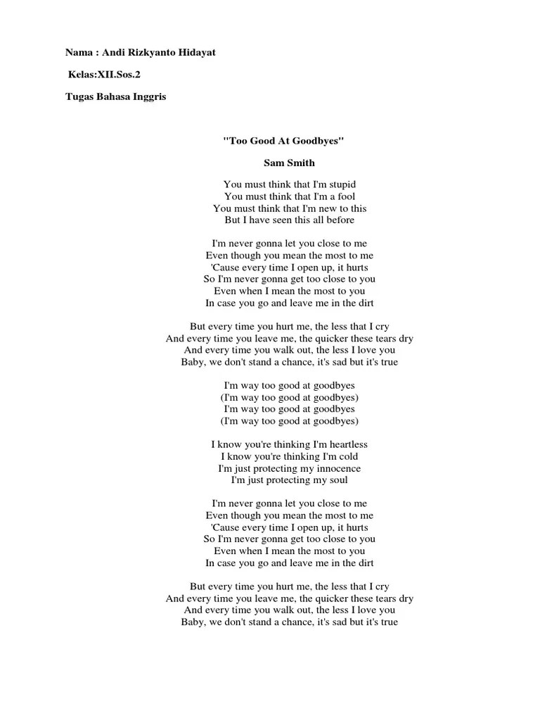 Lirik Lagu Bahasa Inggris | PDF