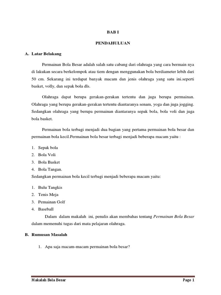 Makalah Tentang Bola Besar Lengkap - Contoh Makalah