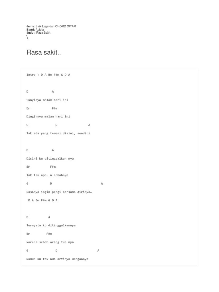 Lirik N Chord Gitar Lagu.. | PDF