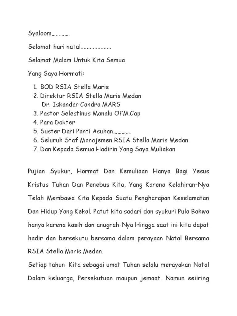 Kata Sambutan Ketua Panitia Natal | PDF