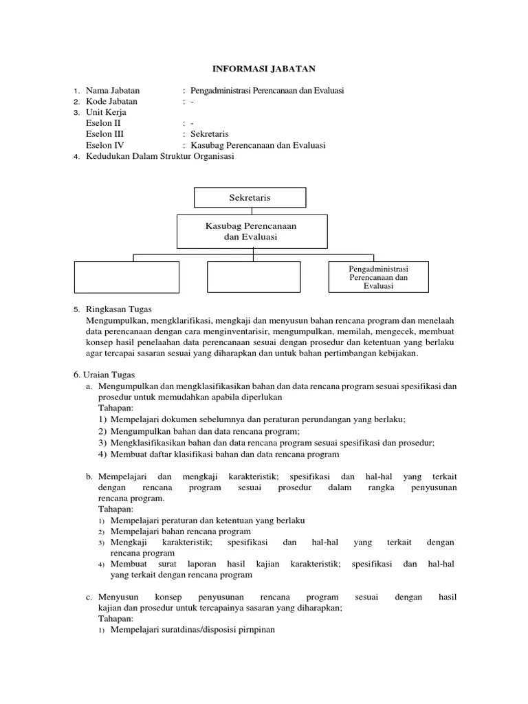 ANJAB - Pengadministrasi Perencanaan Dan Evaluasi | PDF