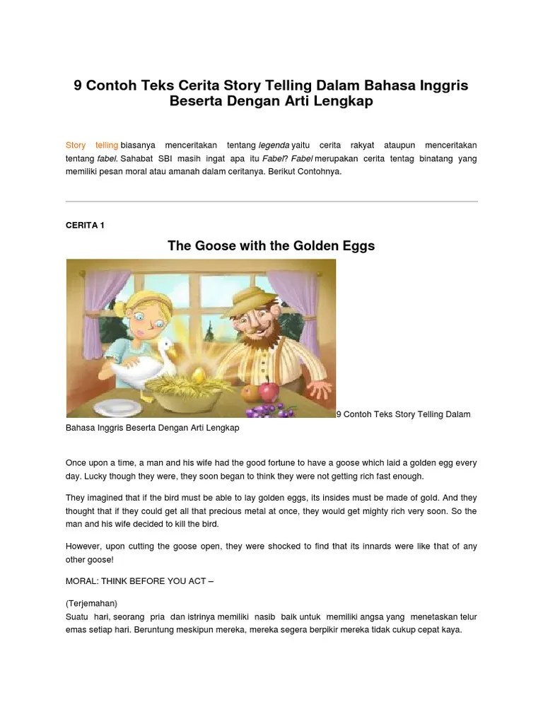 Fabel Bahasa Inggris Pendek Dan Terjemahannya