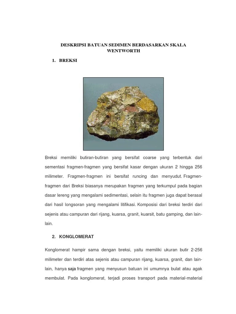 Deskripsi Batuan Sedimen Berdasarkan Skala Wentworth | PDF