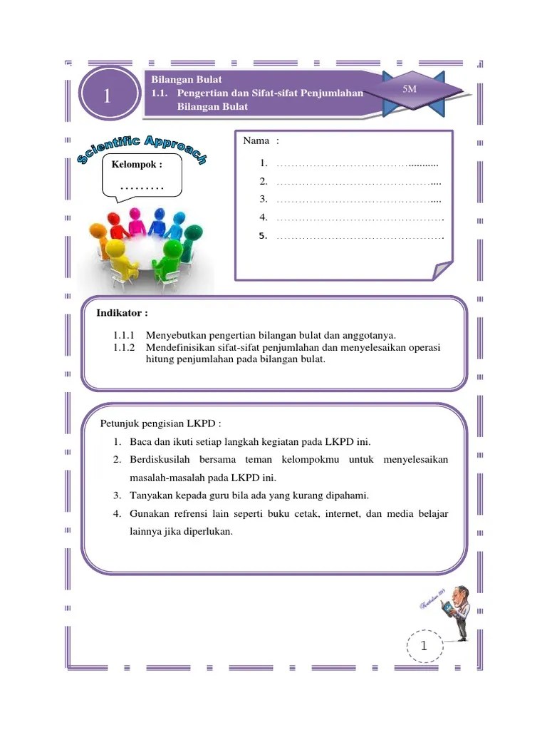 LKPD. 1 Bilangan Bulat | PDF