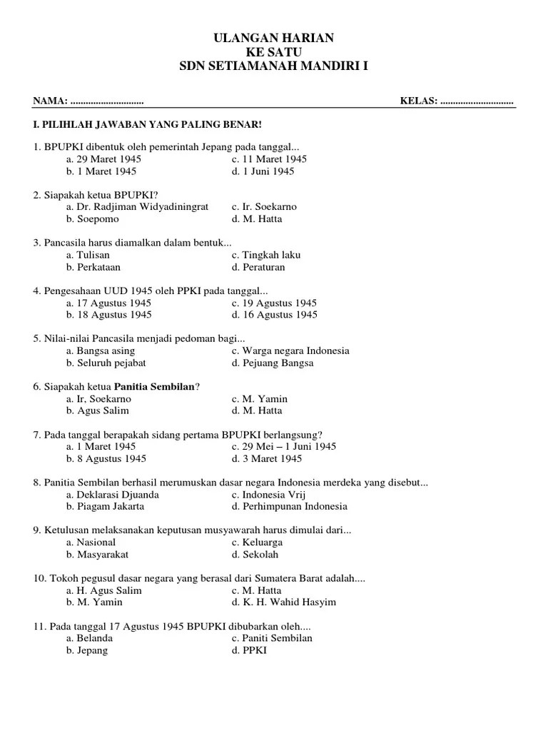 Ulangan Harian PPKN | PDF