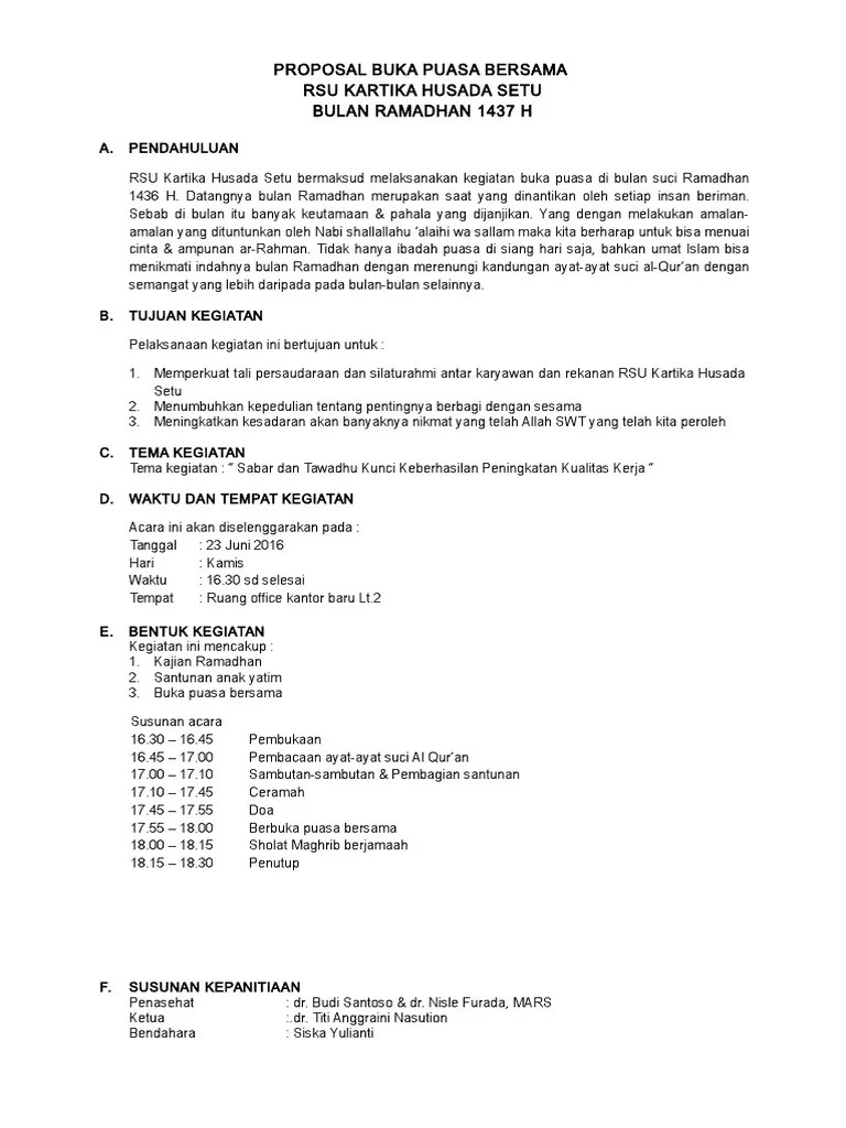 Proposal Buka Puasa Bersama Ramadhan 1437 H | PDF