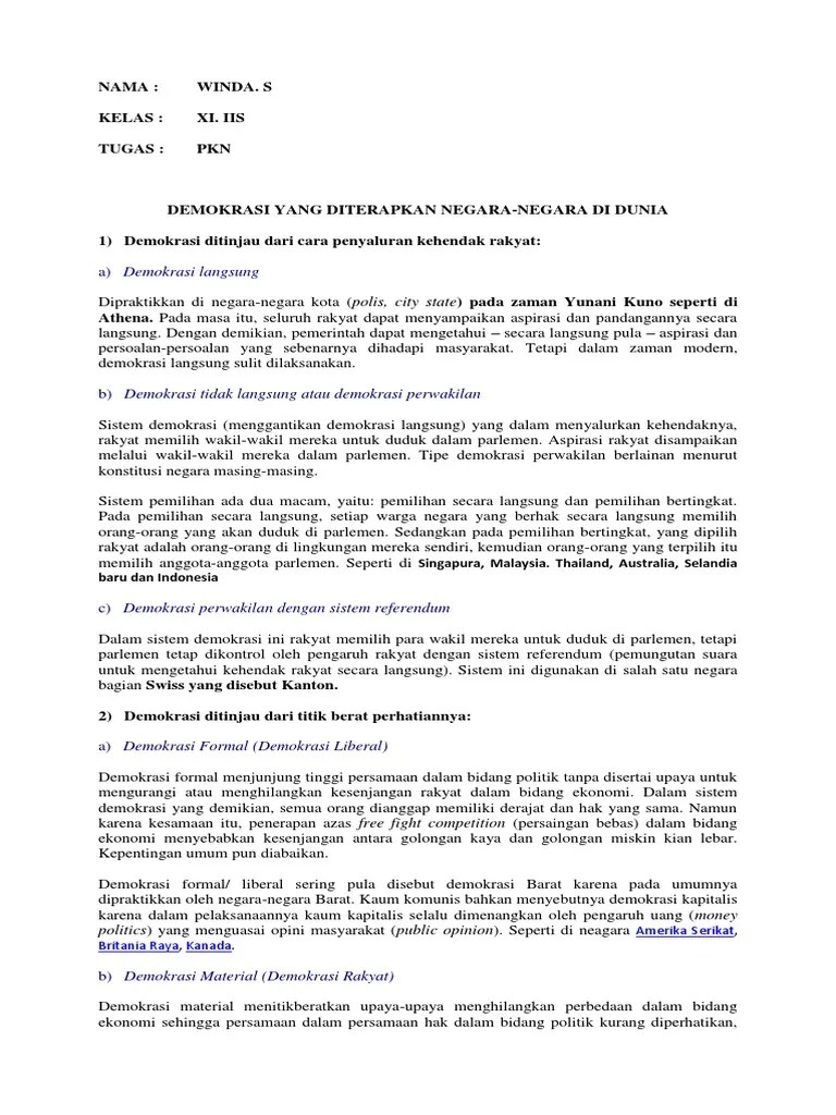 Tugas PKN Negara Demokrasi | PDF
