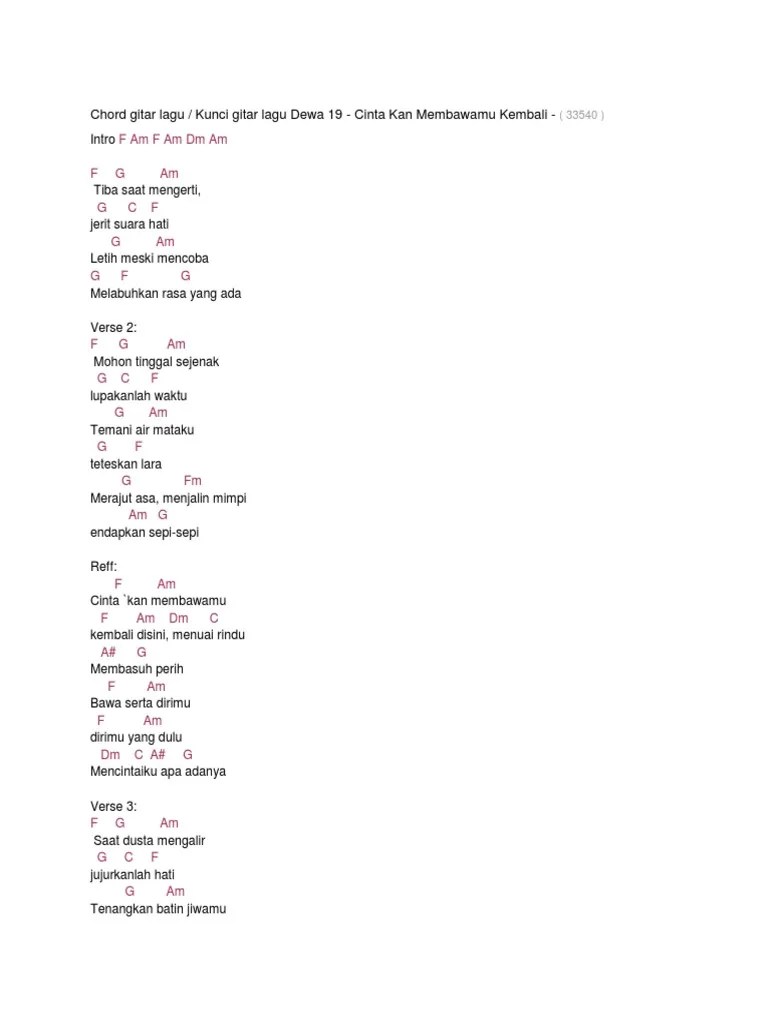Kord Gitar Cinta Kan Membawamu Kembali | PDF
