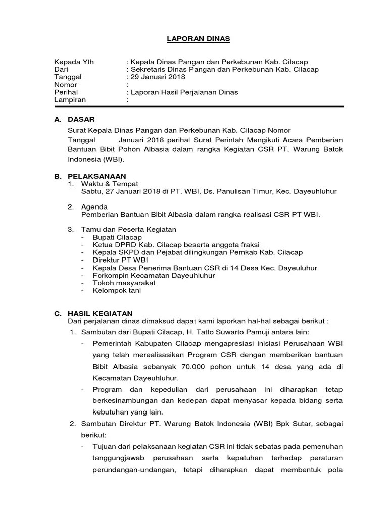 Laporan Perjalanan Dinas WBI | PDF