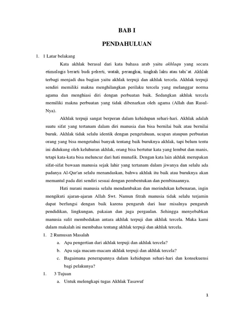 Makalah Akhlak Terpuji Dan Tercela | PDF