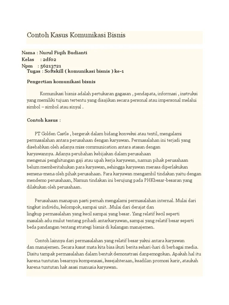 Contoh Kasus Komunikasi Bisnis | PDF
