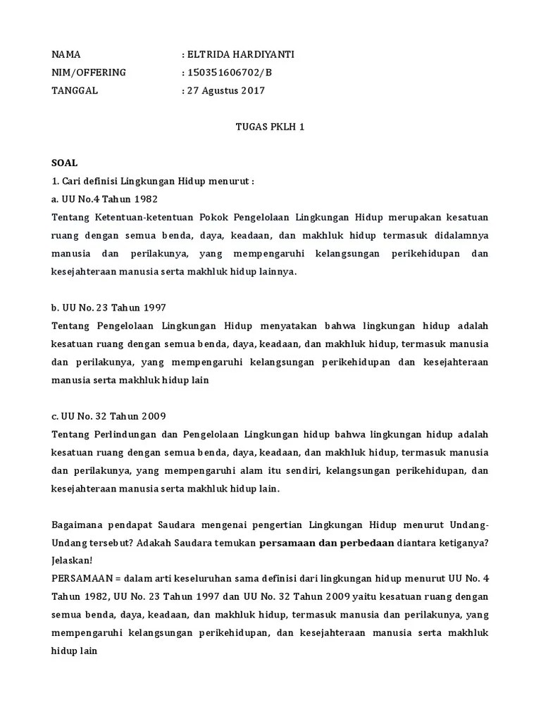 Pengertian Lingkungan Hidup Menurut Uu No 23 Tahun 1997 - Tentang Tahun