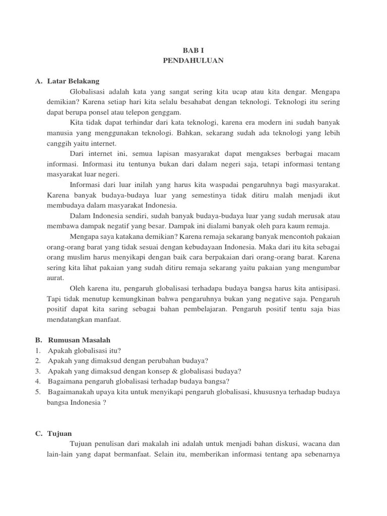 Makalah Cara Mengatasi Globalisasi Terhadap Budaya | PDF
