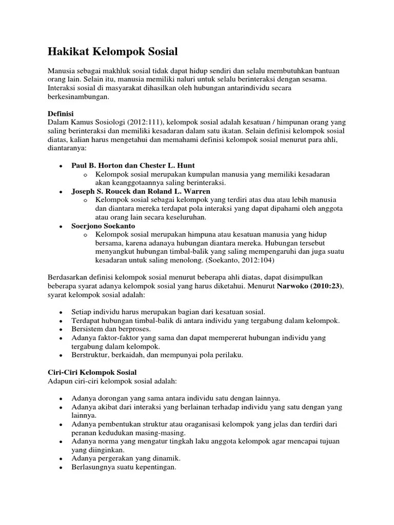 Hakikat Kelompok Sosial 3 | PDF