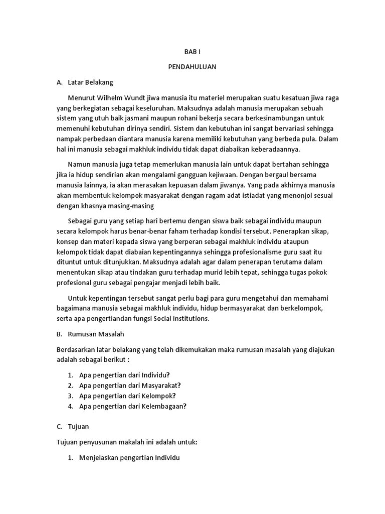 BAB I Individu Kelompok Dan Kelembagaan | PDF