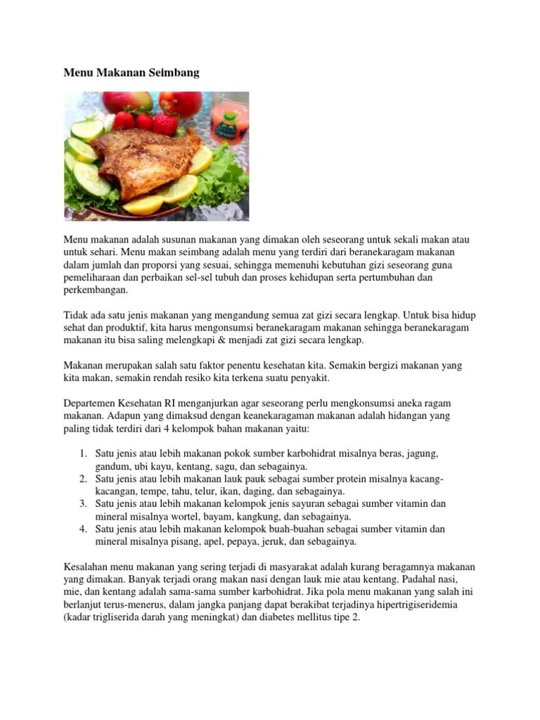 Menu Makanan Seimbang | PDF