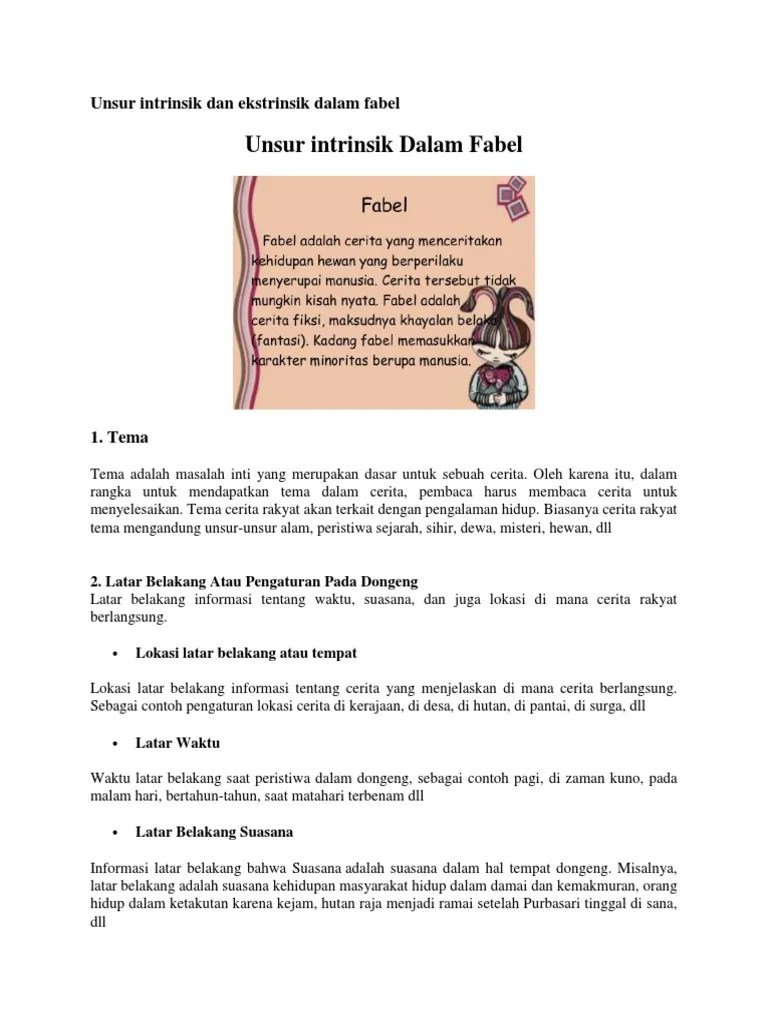Unsur Intrinsik Dan Ekstrinsik Dalam Fabel | PDF