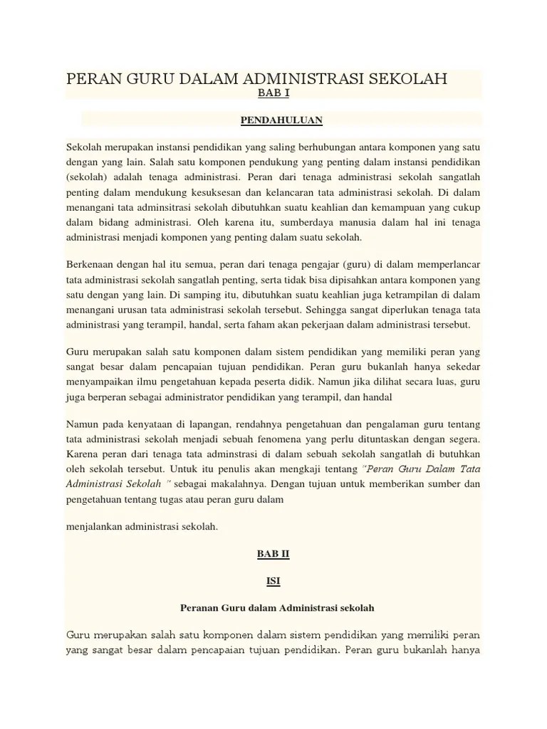 Peran Guru Dalam Administrasi Sekolah | PDF