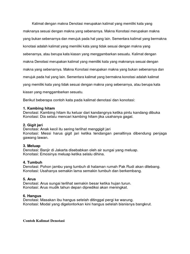 Kalimat Konotasi Dan Denotasi | PDF