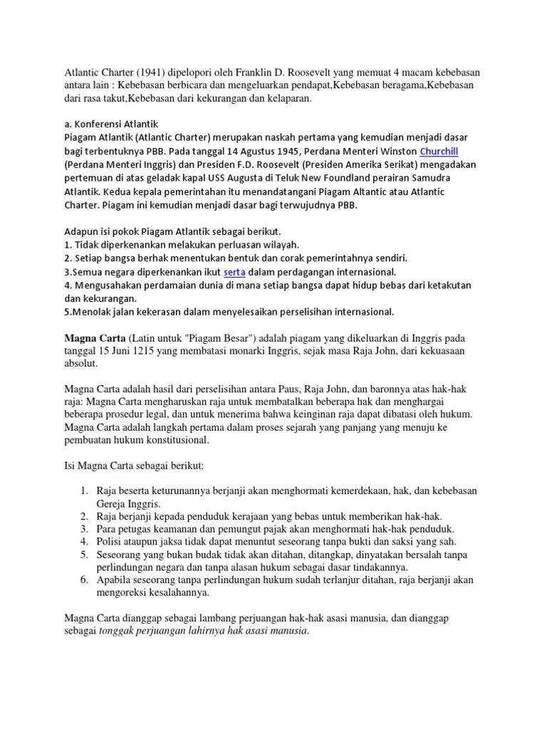 Piagam Atlantik (atlantic Charter) Ditandatangani Pada Tanggal