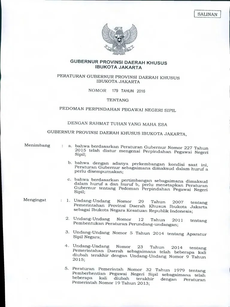 Pergub DKI No.179Tahun 2016 | PDF