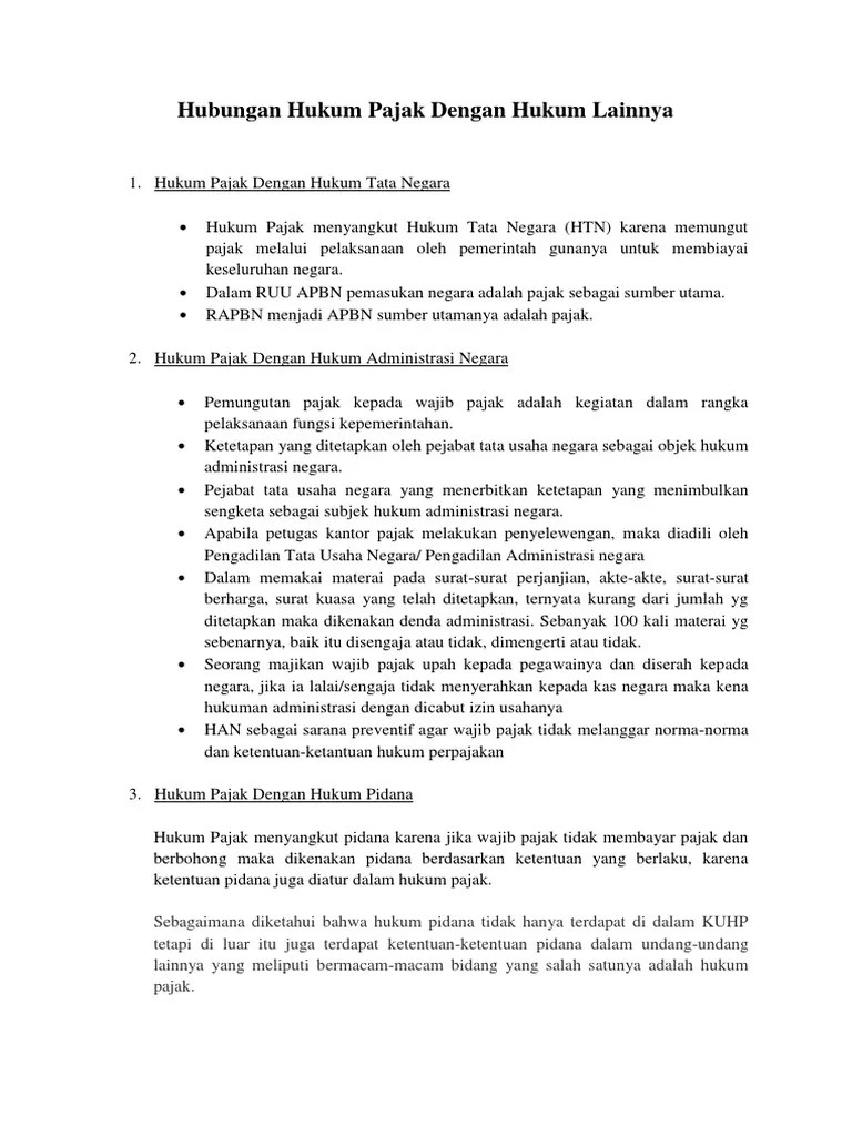 Hubungan Hukum Pajak Dengan Hukum Lain | PDF