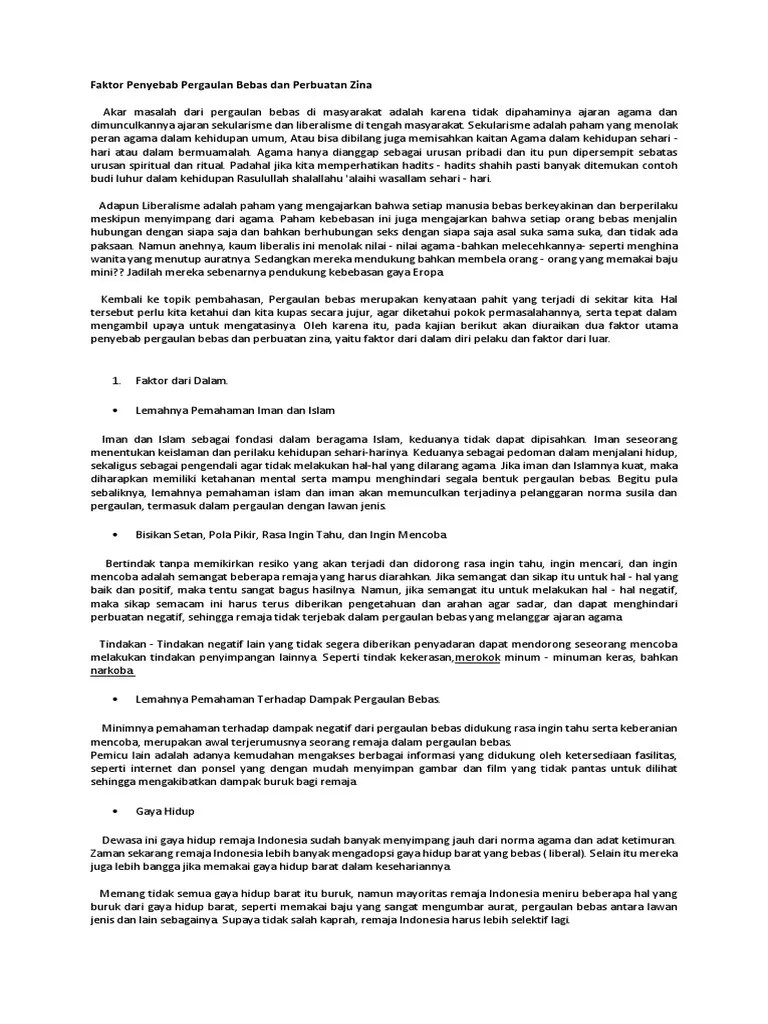 Faktor Penyebab, Dampak, Penanggulangan Pergaulan Bebas Penjas | PDF