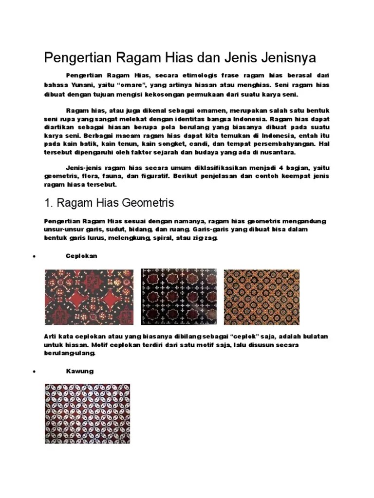 Pengertian Ragam Hias Dan Jenis Jenisnya | PDF