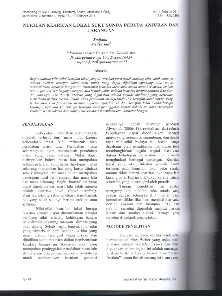 Nukilan Kearifan Suku Sunda Berupa Anjuran Dan Larangan - UG | PDF