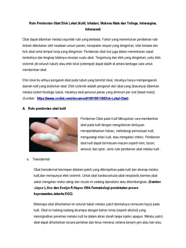 Rute Pemberian Obat Efek Lokal | PDF