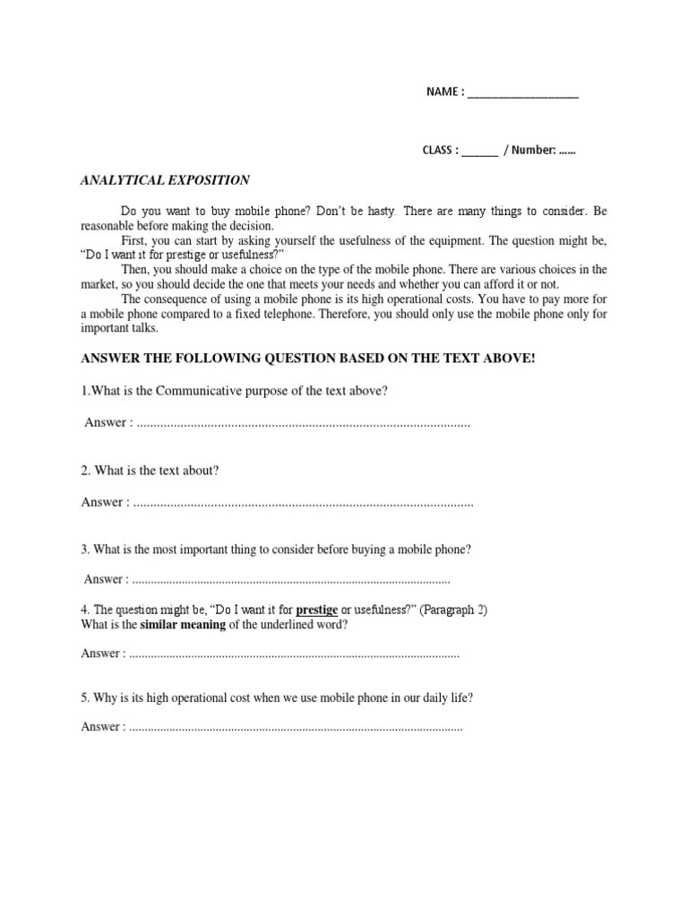 Soal Essay Analytical Exposition Kls - Xi Genap | PDF