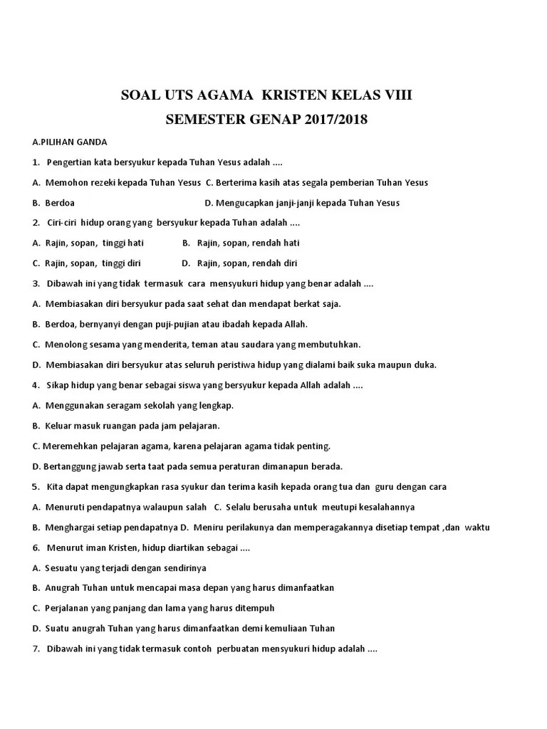 Soal Uts Kls 8 | PDF