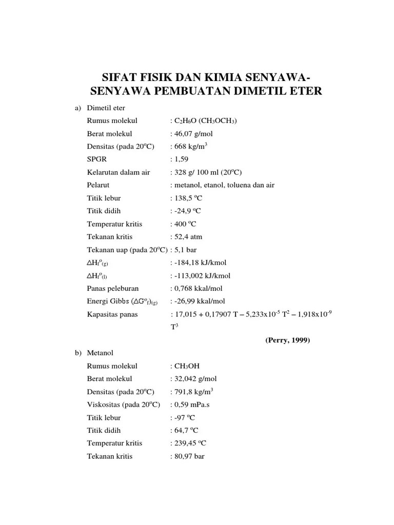 Sifat Fisik Dan Kimia Senyawa Dme | PDF