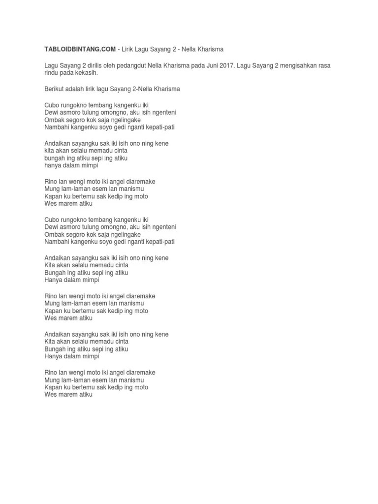 Lirik Lagu Sayang Via Vallen Dan Terjemahan