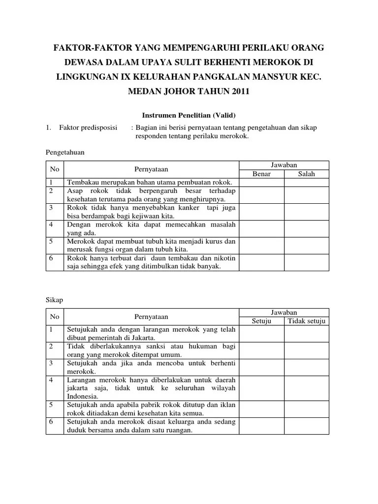 Kuesioner Berhenti Merokok | PDF