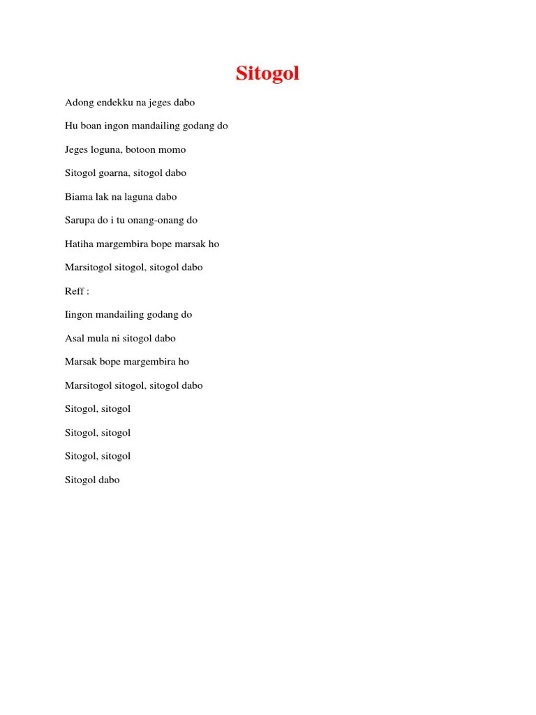 Lirik Lagu Sitogol Kasih Sayang Mandeh Ratok Pasaman Bunda | PDF