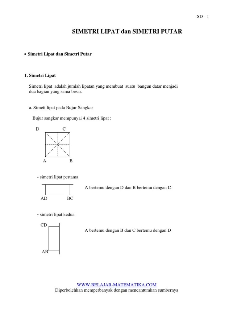 Contoh Soal Simetri Lipat Dan Simetri Putar Kelas 3 Sd - Dapatkan Contoh