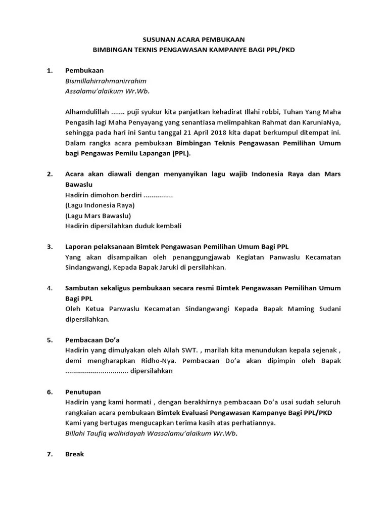 Susunan Acara Pembukaan | PDF