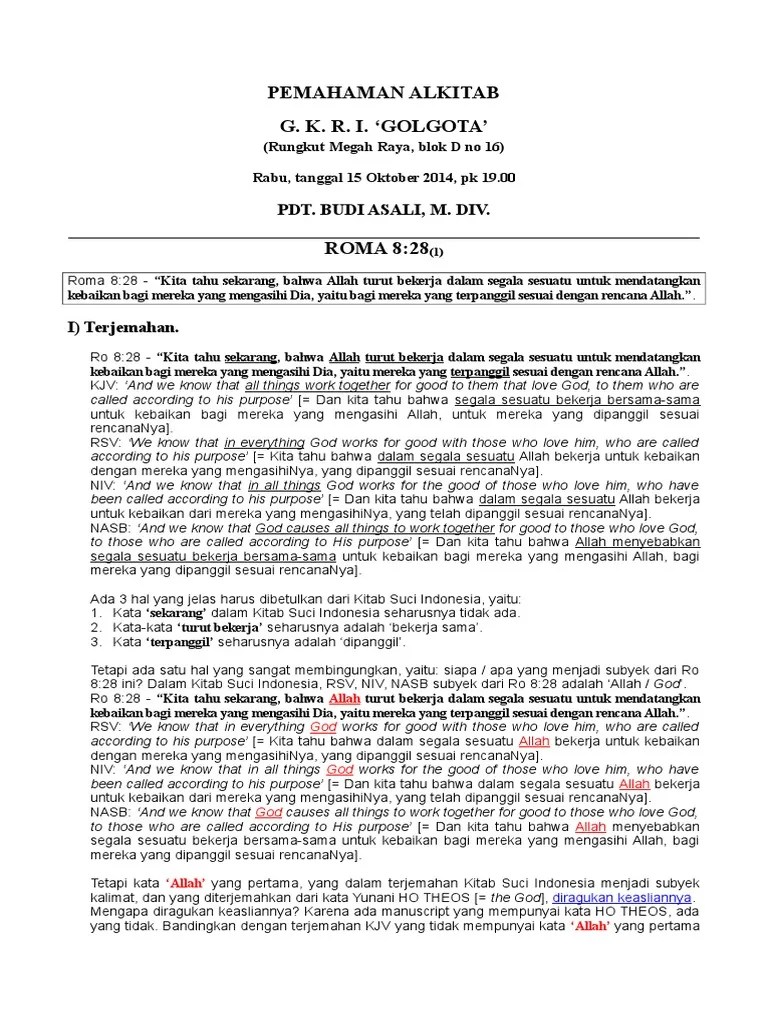 Eksposisi Roma 8 28 | PDF