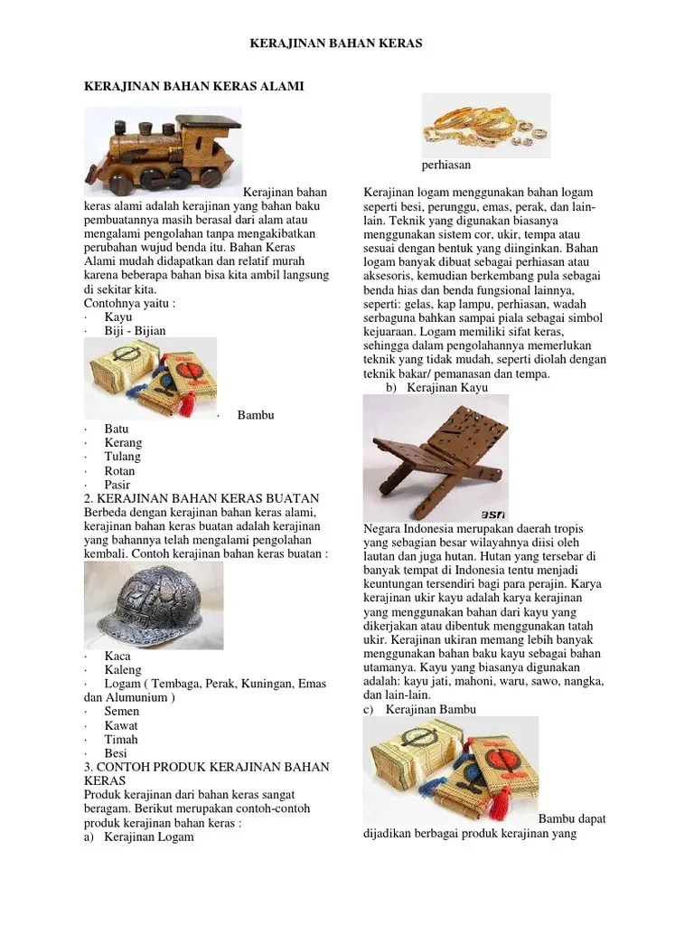 Contoh Produk Kerajinan Dari Bahan Keras Alam Dan Buatan
