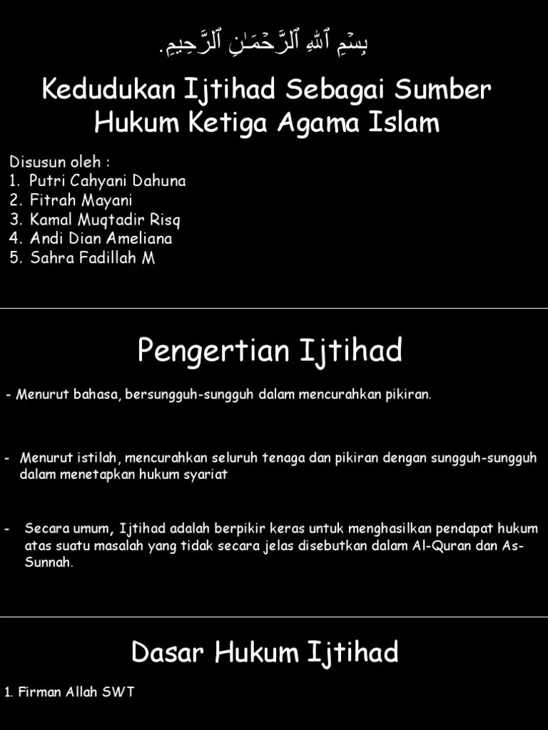 Ijtihad Sebagai Sumber Hukum Islam Ke 3 | PDF