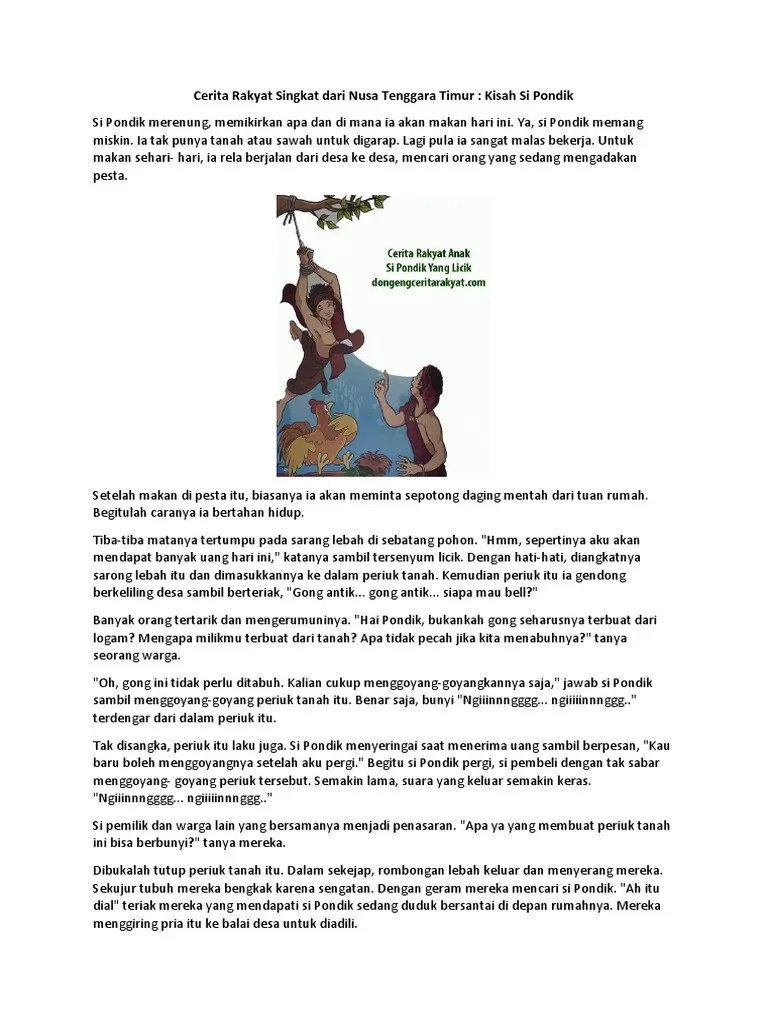 Cerita Rakyat Singkat Dari Nusa Tenggara Timur | PDF