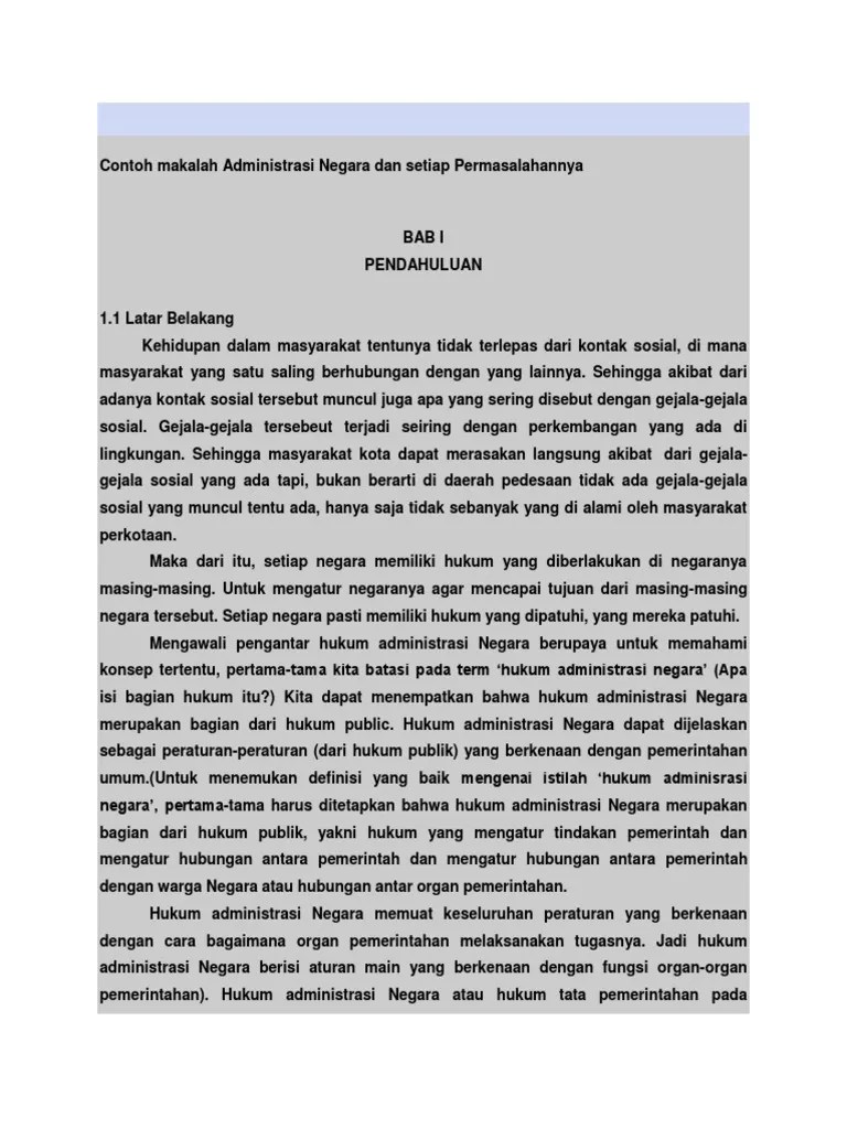 Contoh Makalah Administrasi Negara Dan Setiap Permasalahannya | PDF