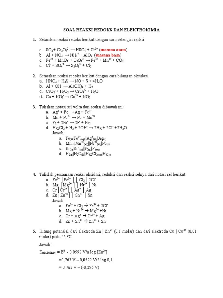 Soal Reaksi Redoks Dan Elektrokimia-1 | PDF