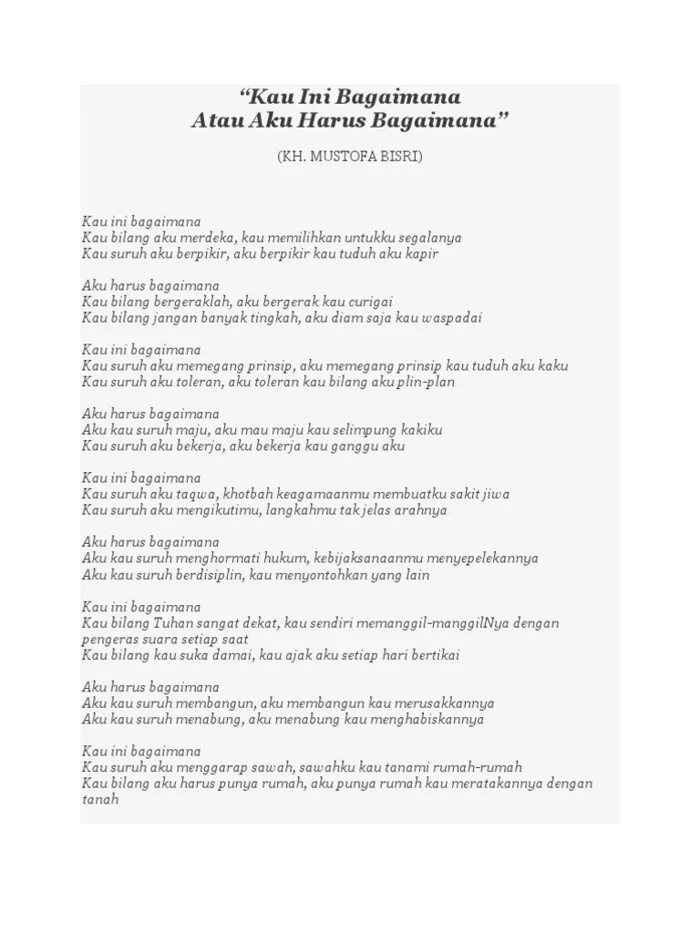 Puisi Kau Ini Bagaimana Aku Harus Bagaimana - KT Puisi