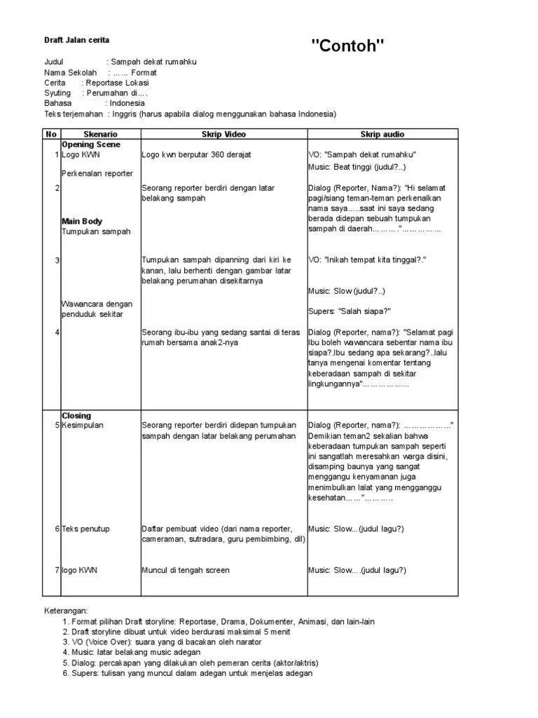 Contoh Draft Storyline | PDF
