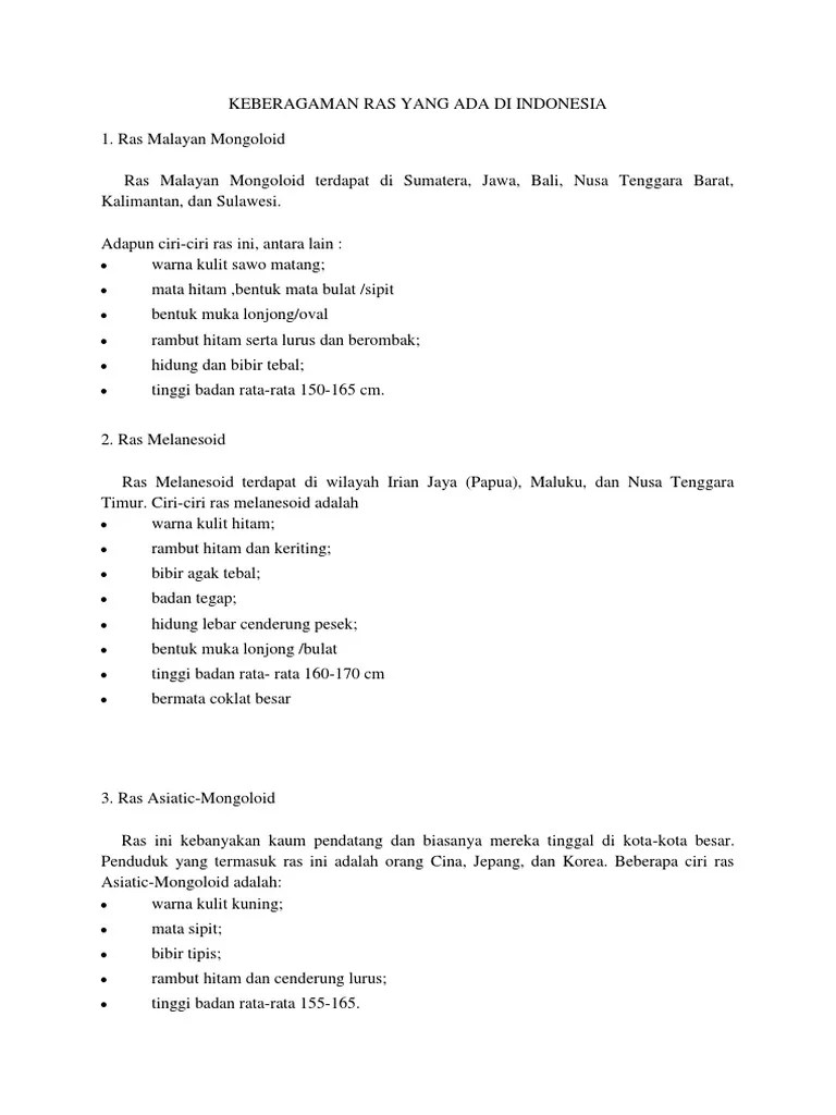 Macam Macam Ras Di Indonesia | PDF