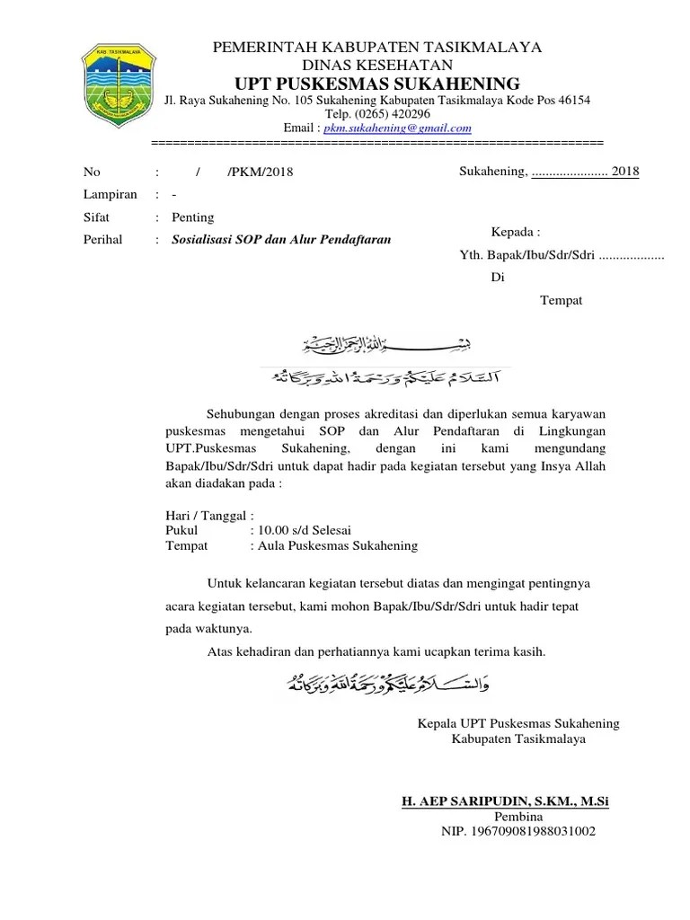 Contoh Surat Undangan Sosialisasi Puskesmas - Sample Surat Undangan