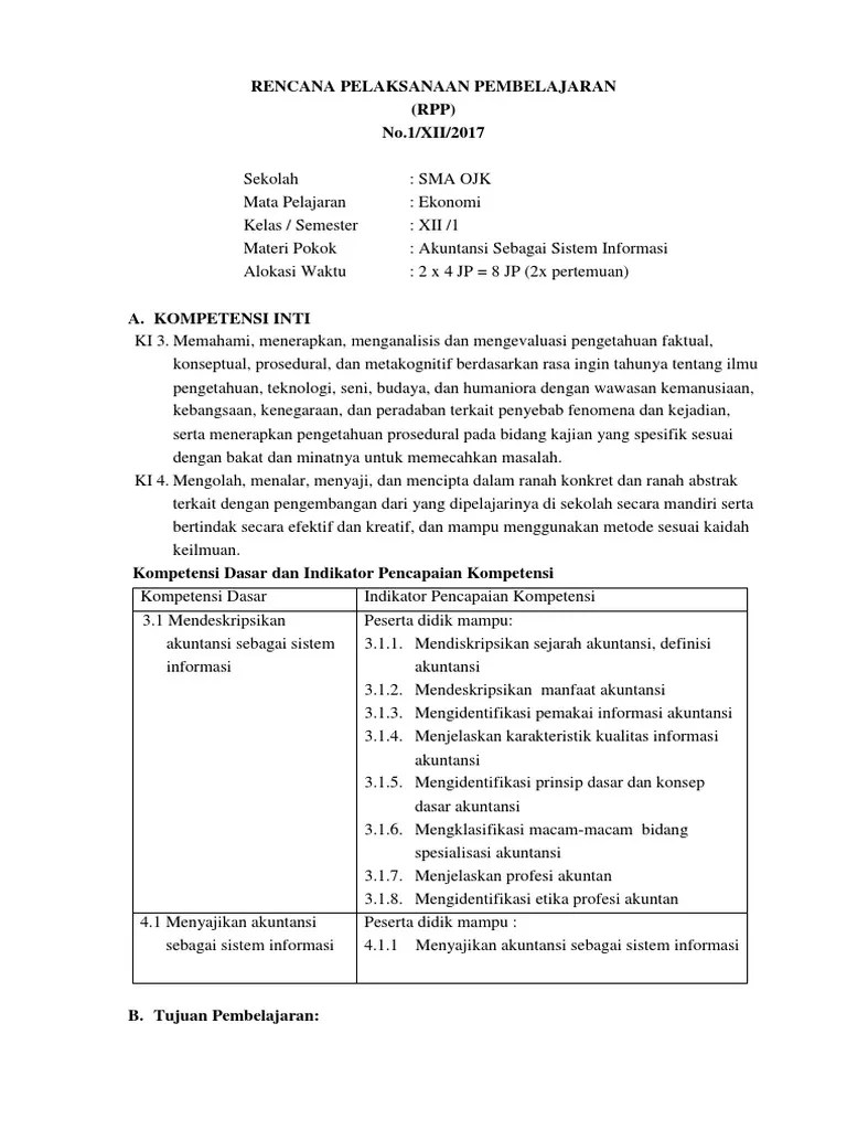 Rpp Ekonomi Kelas 12 Revisi 2017 Pdf Pusat Rpp